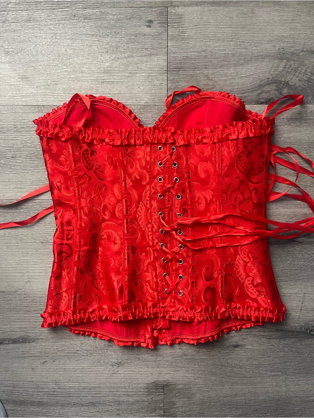 Red Corset, New with Ruffles - Picture 2 of 3